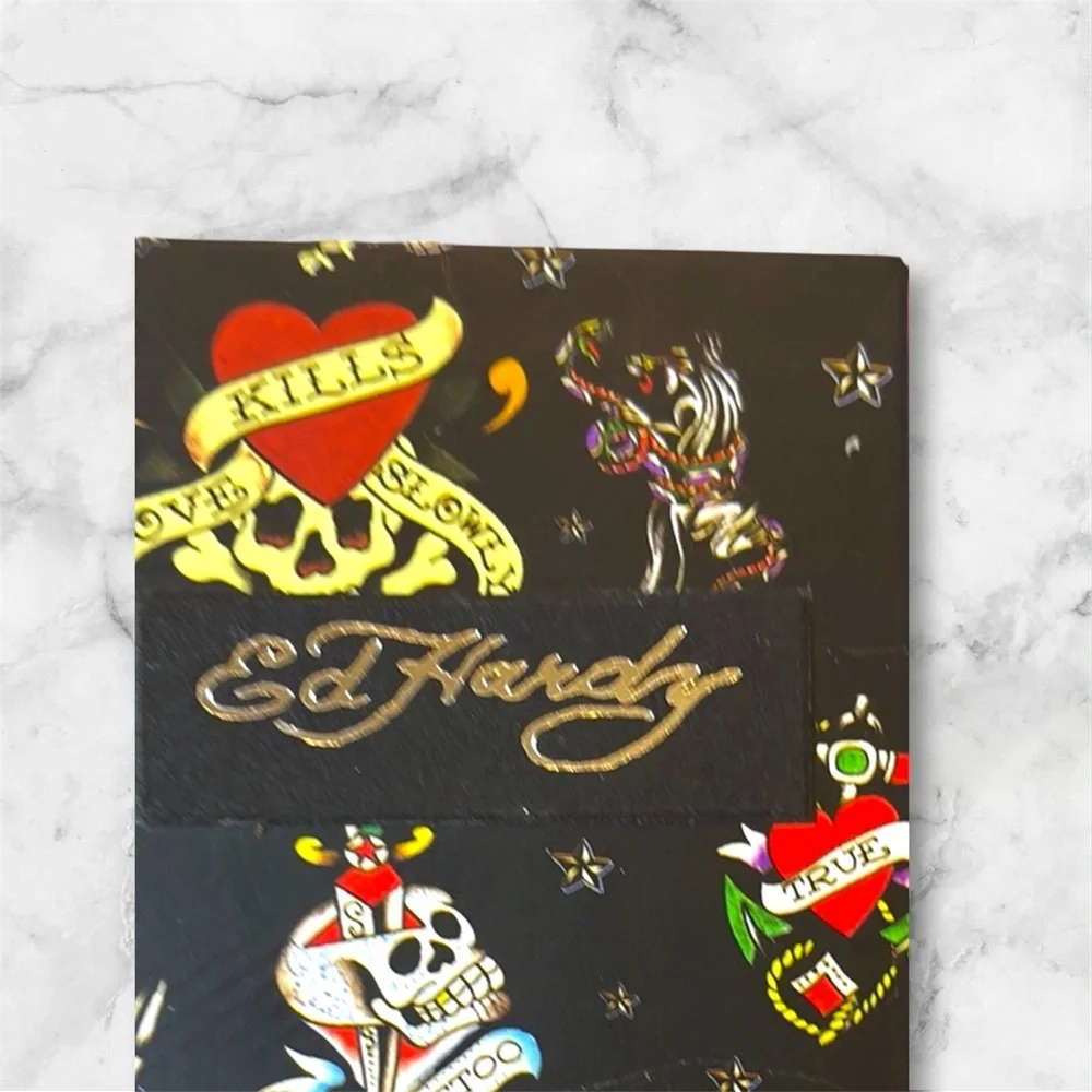 Ed Hardy Men's Silver Ring with Red Details